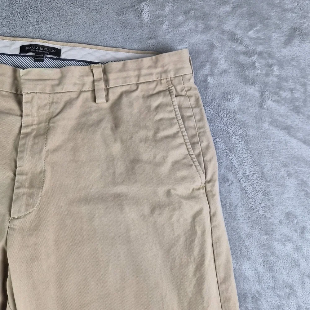 Banana‎ Republic Emerson Pants Mens 38x32 Khaki Flat Front Straight Chino Preppy